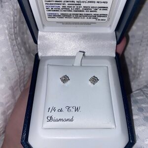 Silver Square Diamond Earrings